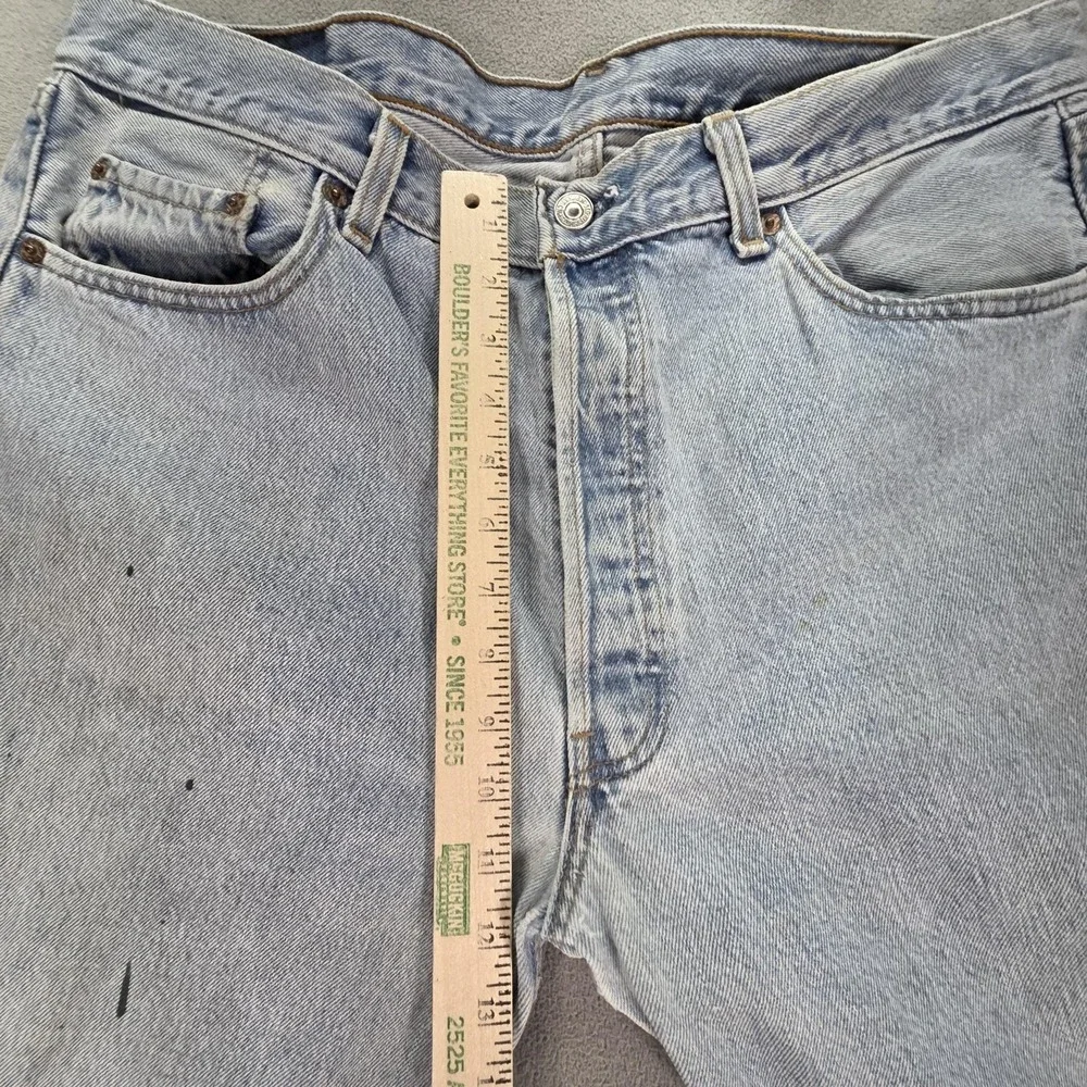 VTG Levis 501 Jeans Mens Blue Light Wash Straight Button Fly Made USA Fits 36x25